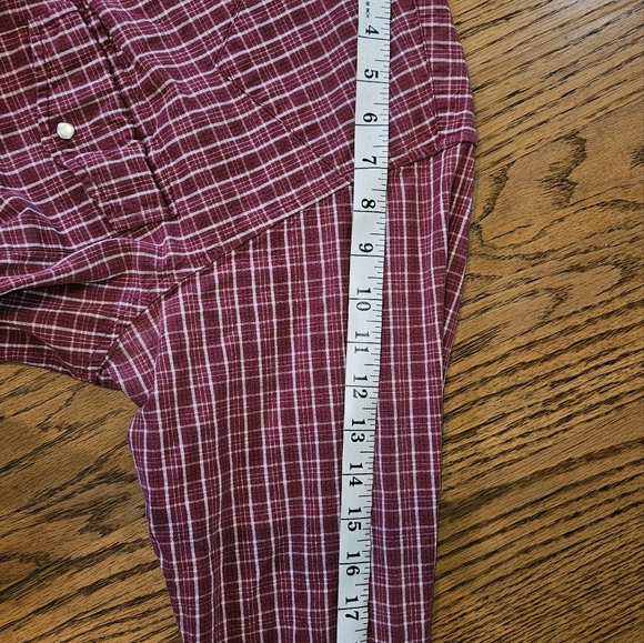 Ely Cattleman large button down long sleeve shirt with pearl snaps. Red & white - Picture 6 of 9
